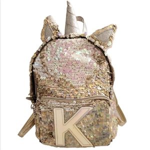 Justice Unicorn Flip Sequin Backpack Initial K
